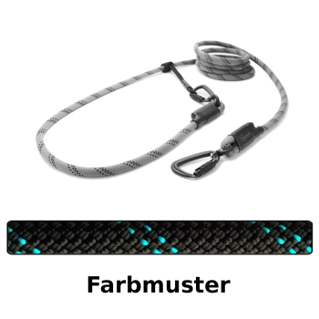EASYLONG Hundeleine TWIST - M - 3,5m - schwarz mit blauen Linien